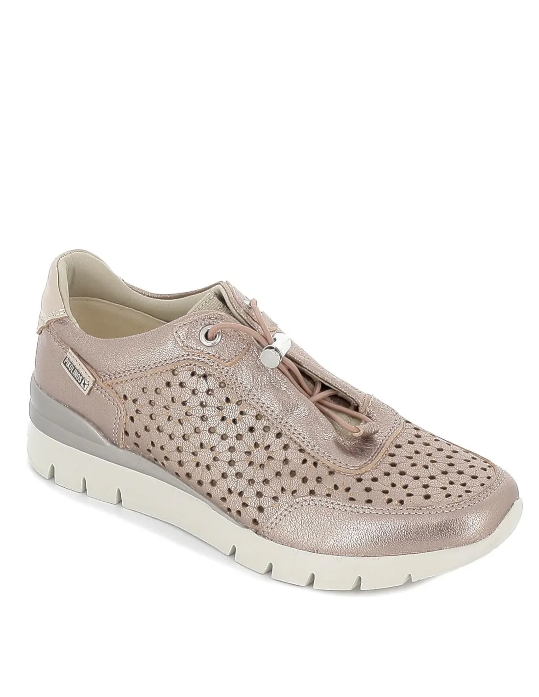 Deportiva de piel elegante para mujer plateada Pikolinos