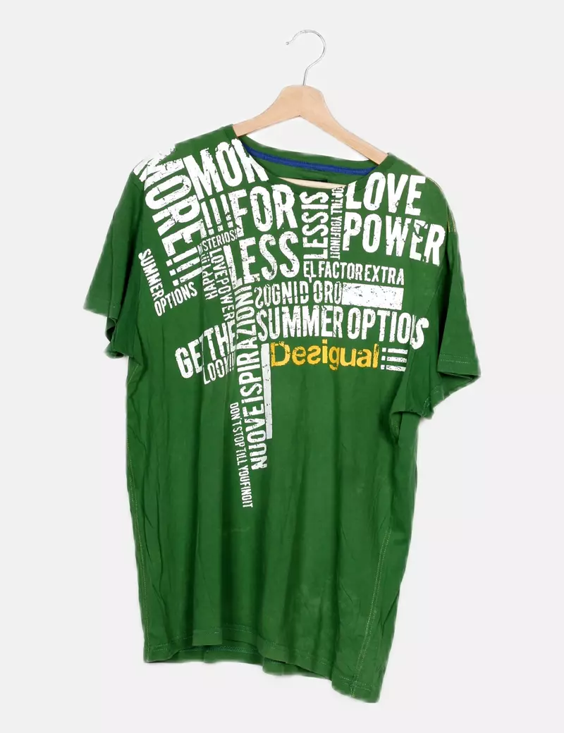 Desigual Camiseta verde letras