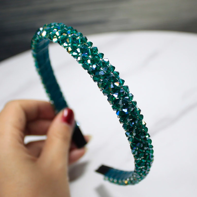 Diadema con cristales verde