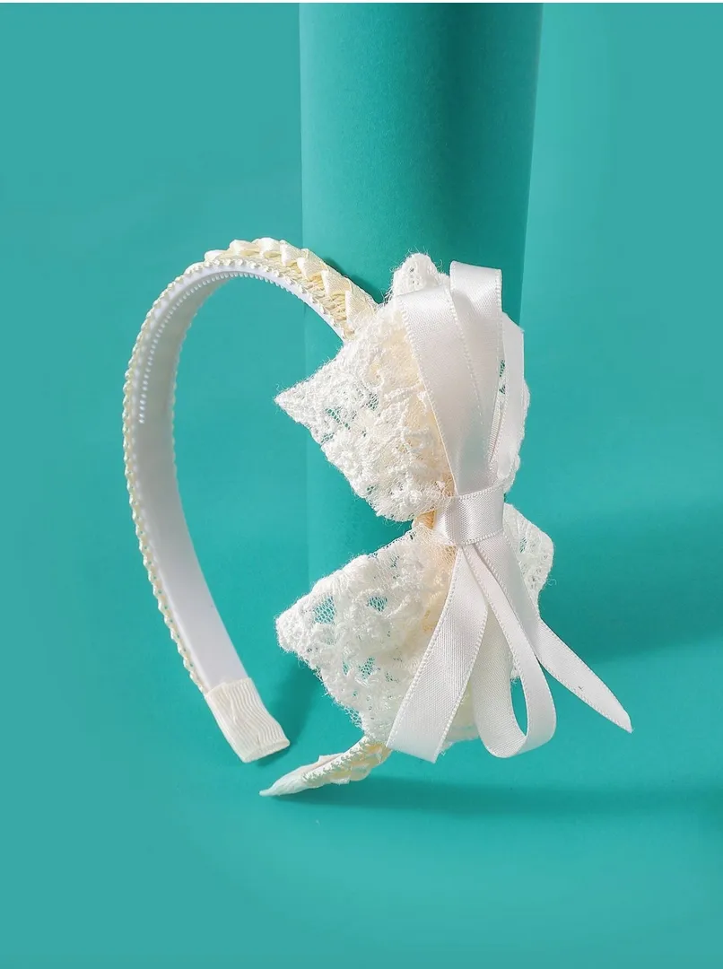 Elegante Diadema de Encaje Cream para Niñas