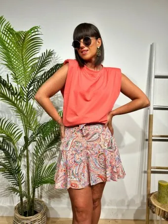 Falda Volante Cachemires AMIRESSA Coral