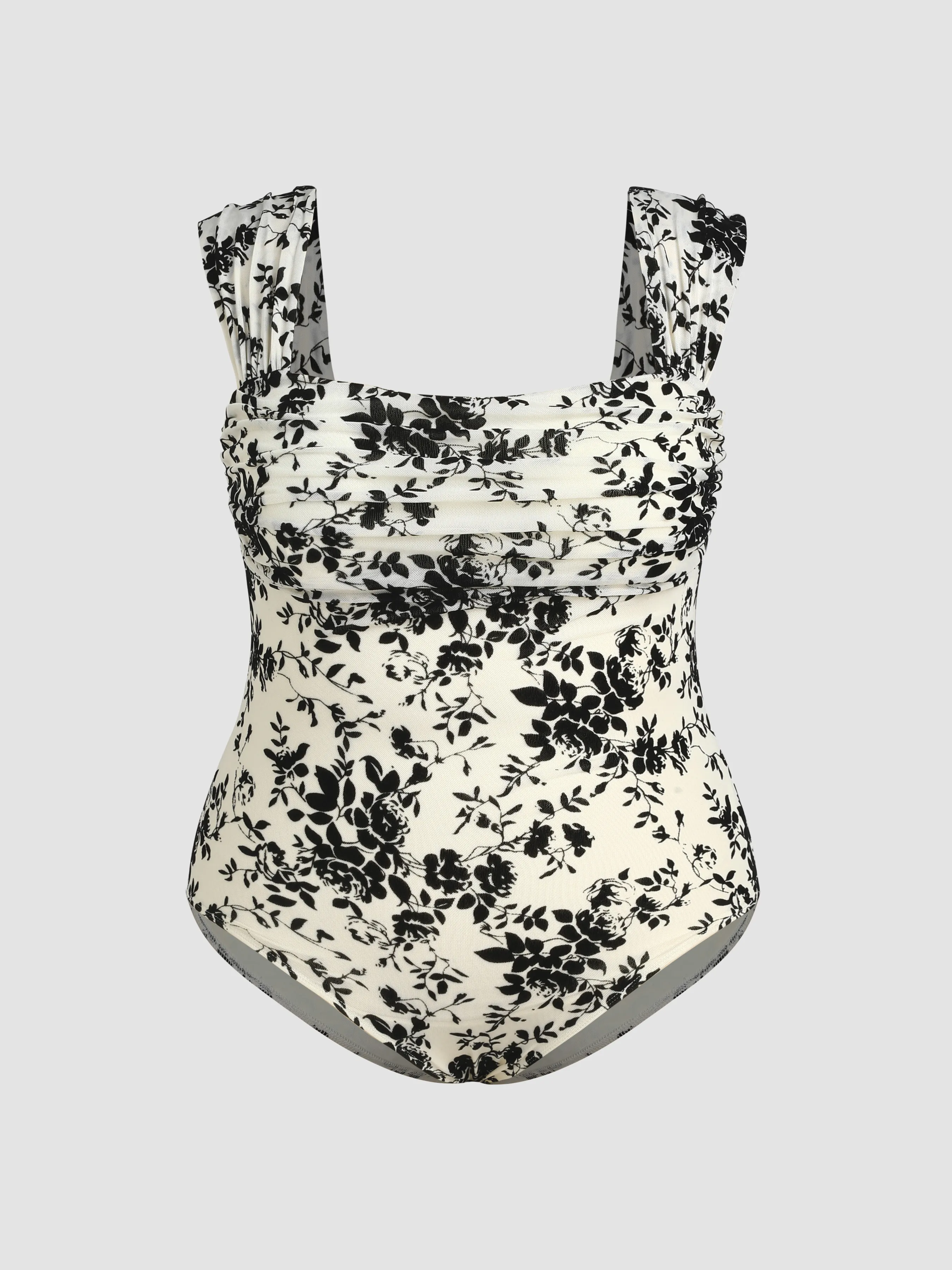 Floral Fruncido Body sin Mangas Curvy