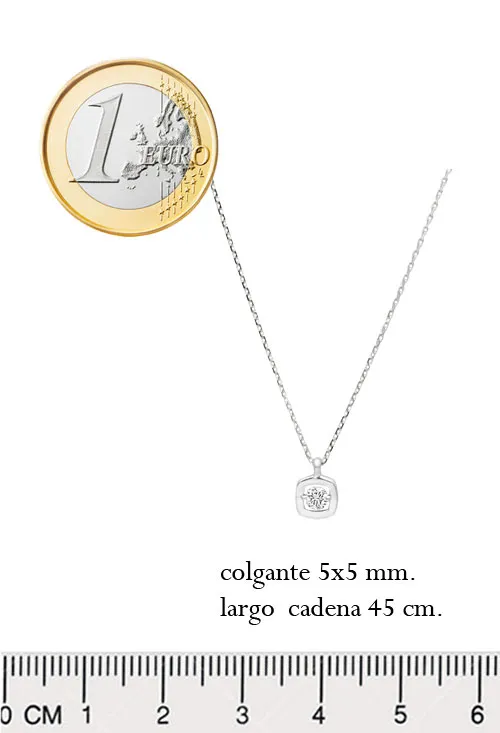 GARGANTILLA ORO BLANCO 18K MOTIVO CUADRADO CON BRILLANTE 243_ETTAAHHAP