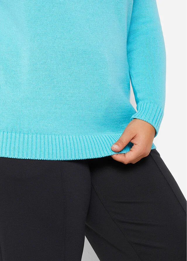 Jersey de cuello alto con patrón nórdico Azul claro con estampado invernal