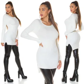 Jersey de punto con canalé blanco