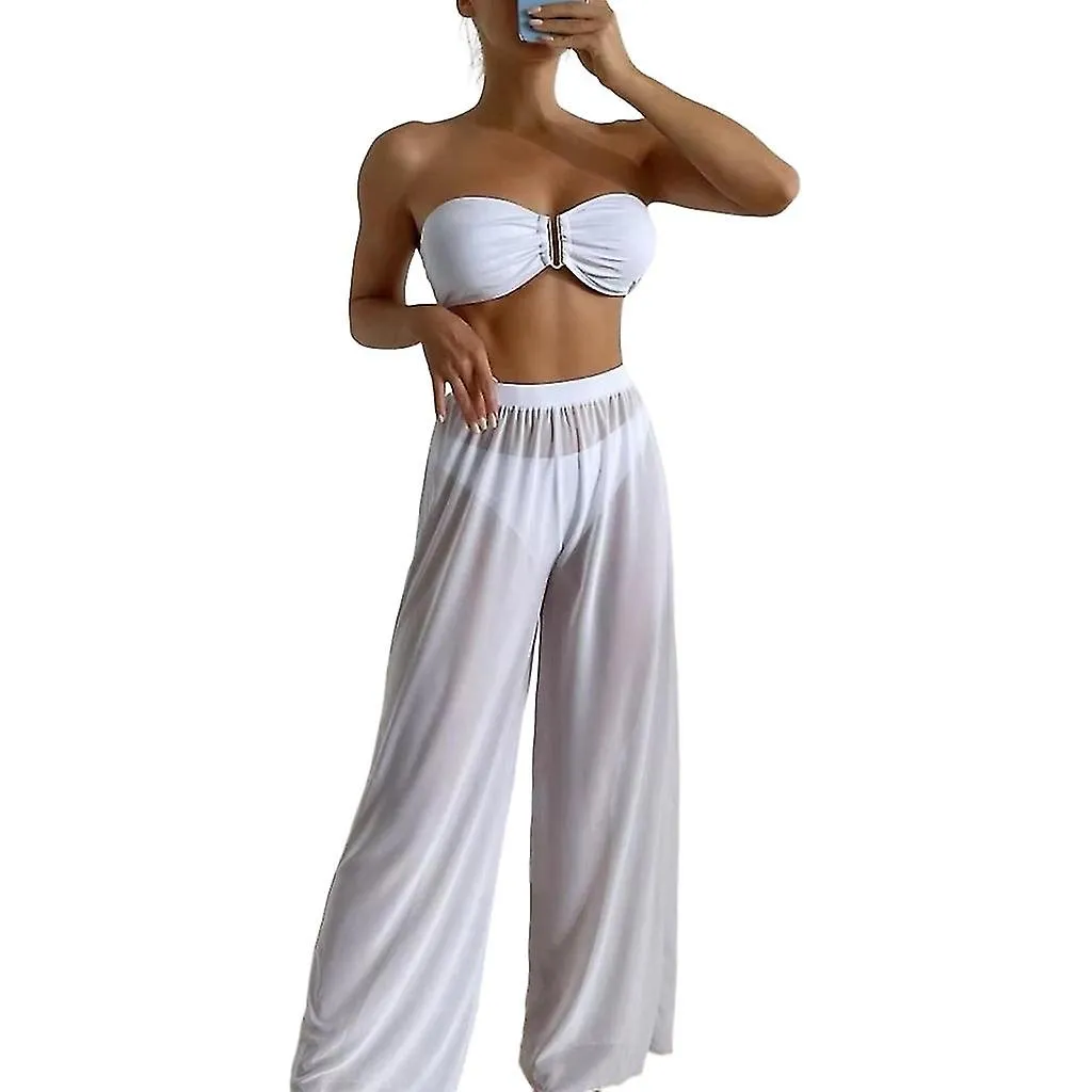 Lady High Cut Swimwear Women Traje de baño sin tirantes con pantalones de playa para el verano