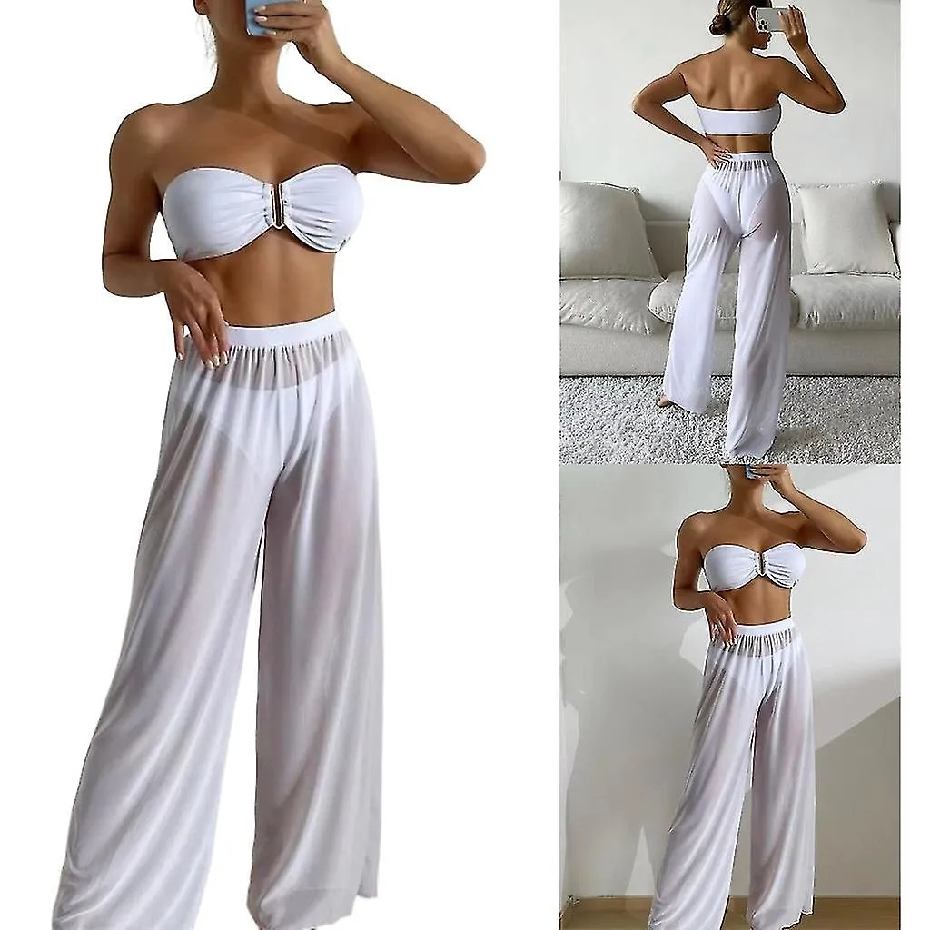 Lady High Cut Swimwear Women Traje de baño sin tirantes con pantalones de playa para el verano