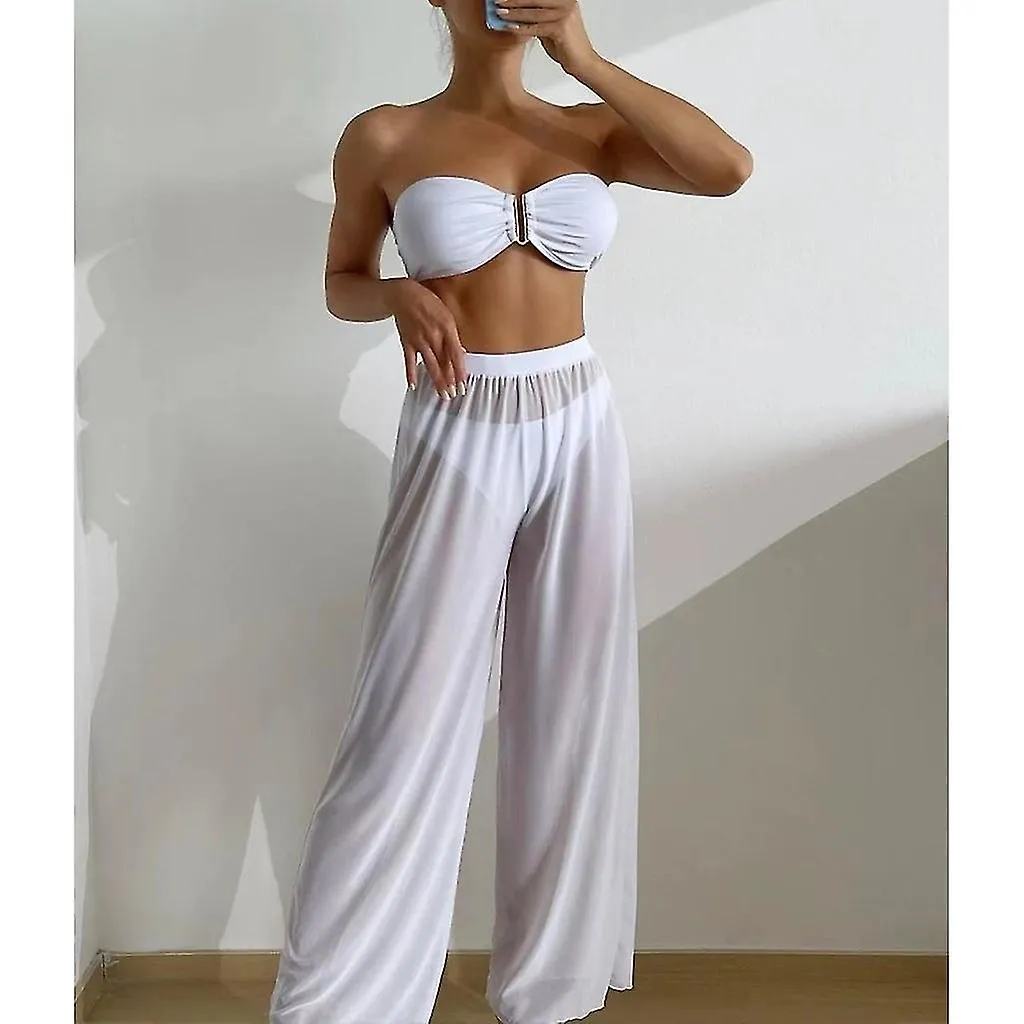 Lady High Cut Swimwear Women Traje de baño sin tirantes con pantalones de playa para el verano