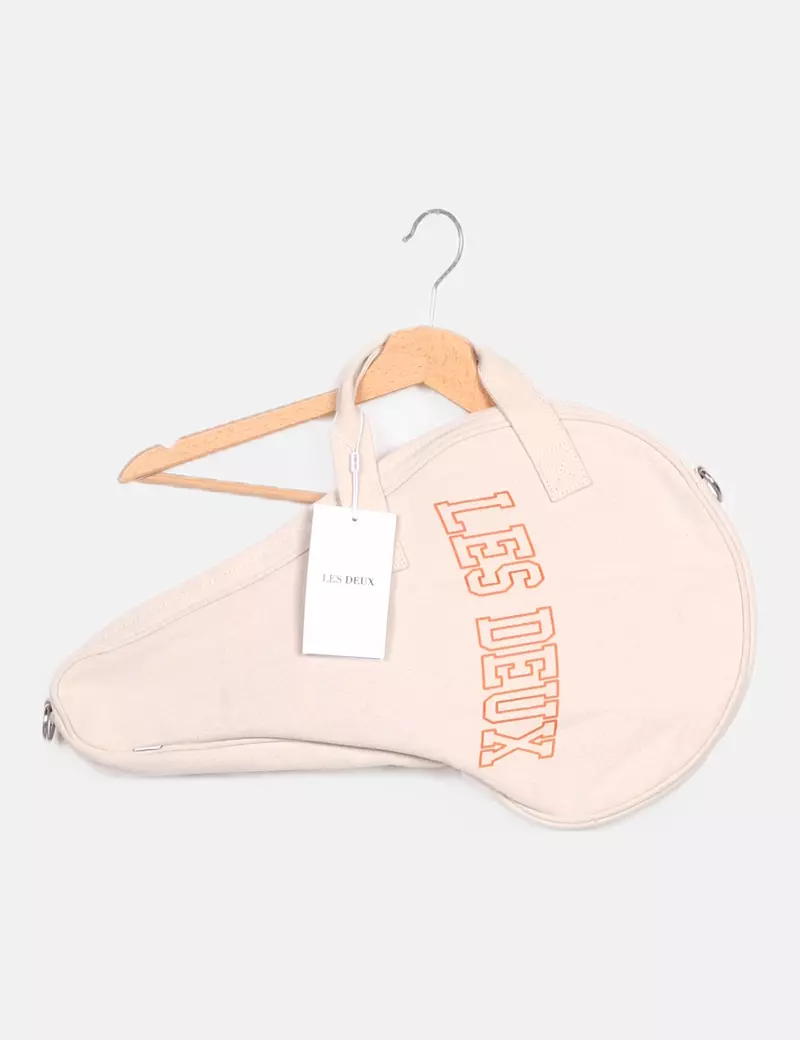LES DEUX Bolso raqueta beige claro estampado letras