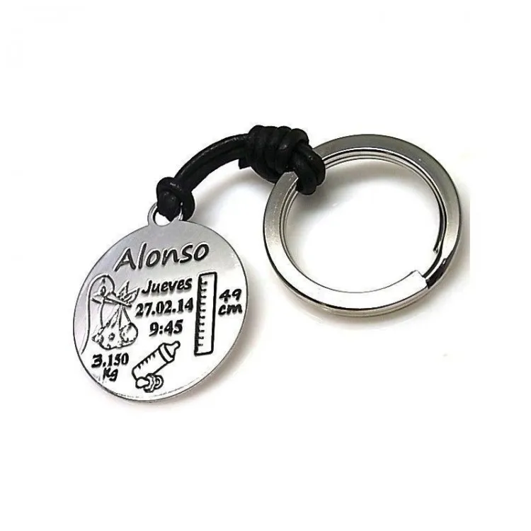 Llavero  nacimiento personalizado plata de ley