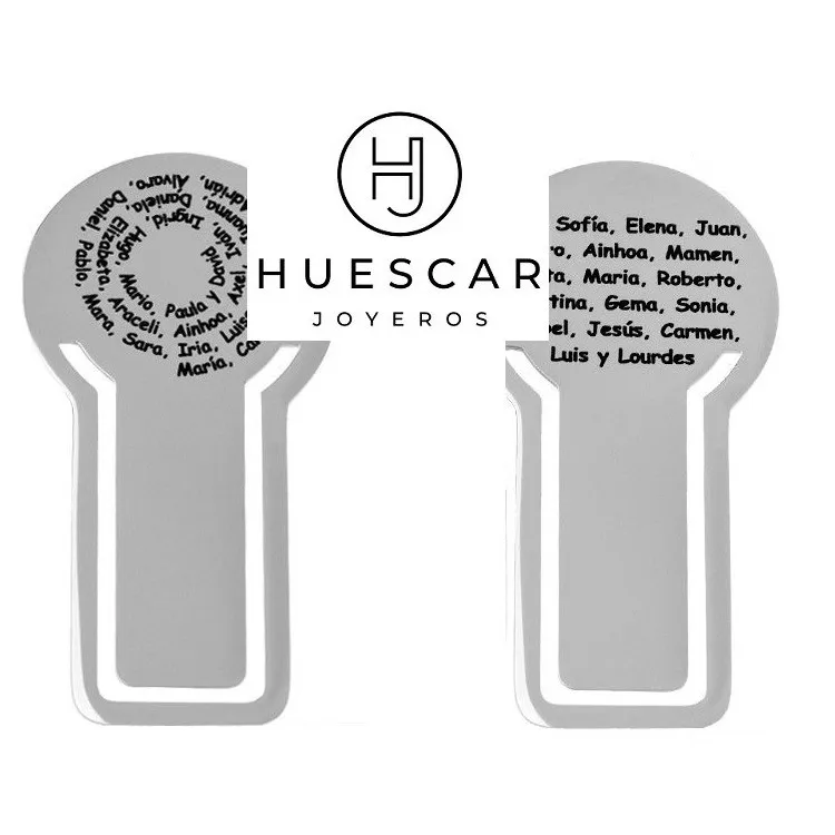 Marcapaginas personalizado con grabado acero inox.