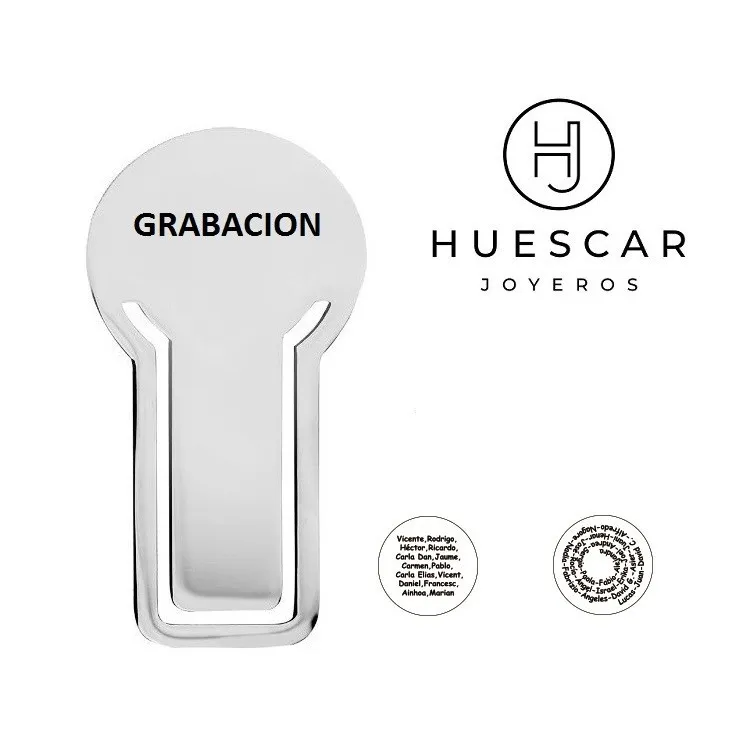 Marcapaginas personalizado con grabado acero inox.