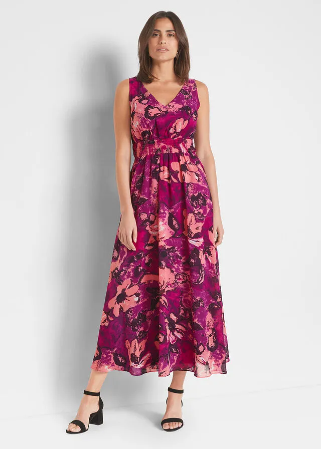 Maxivestido con estampado tropical Uva de flores
