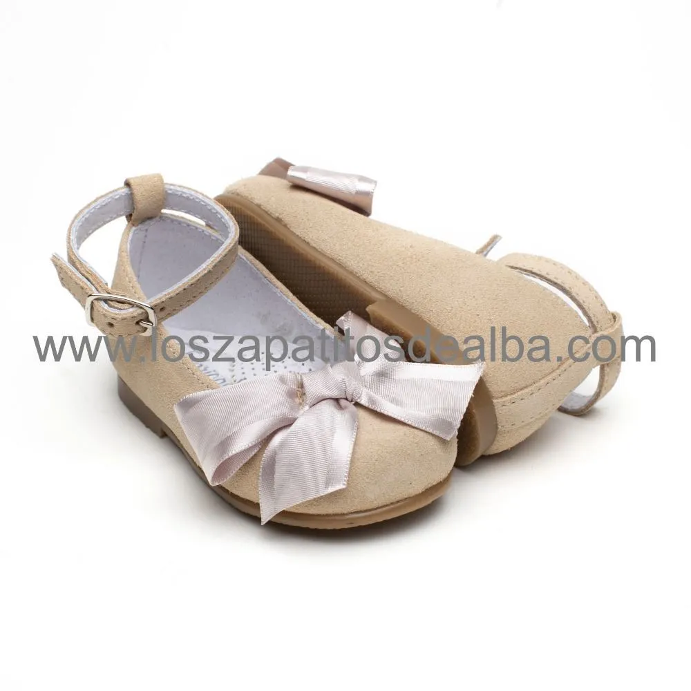 Merceditas Bebe Niña Camel Serraje Modelo Damalia