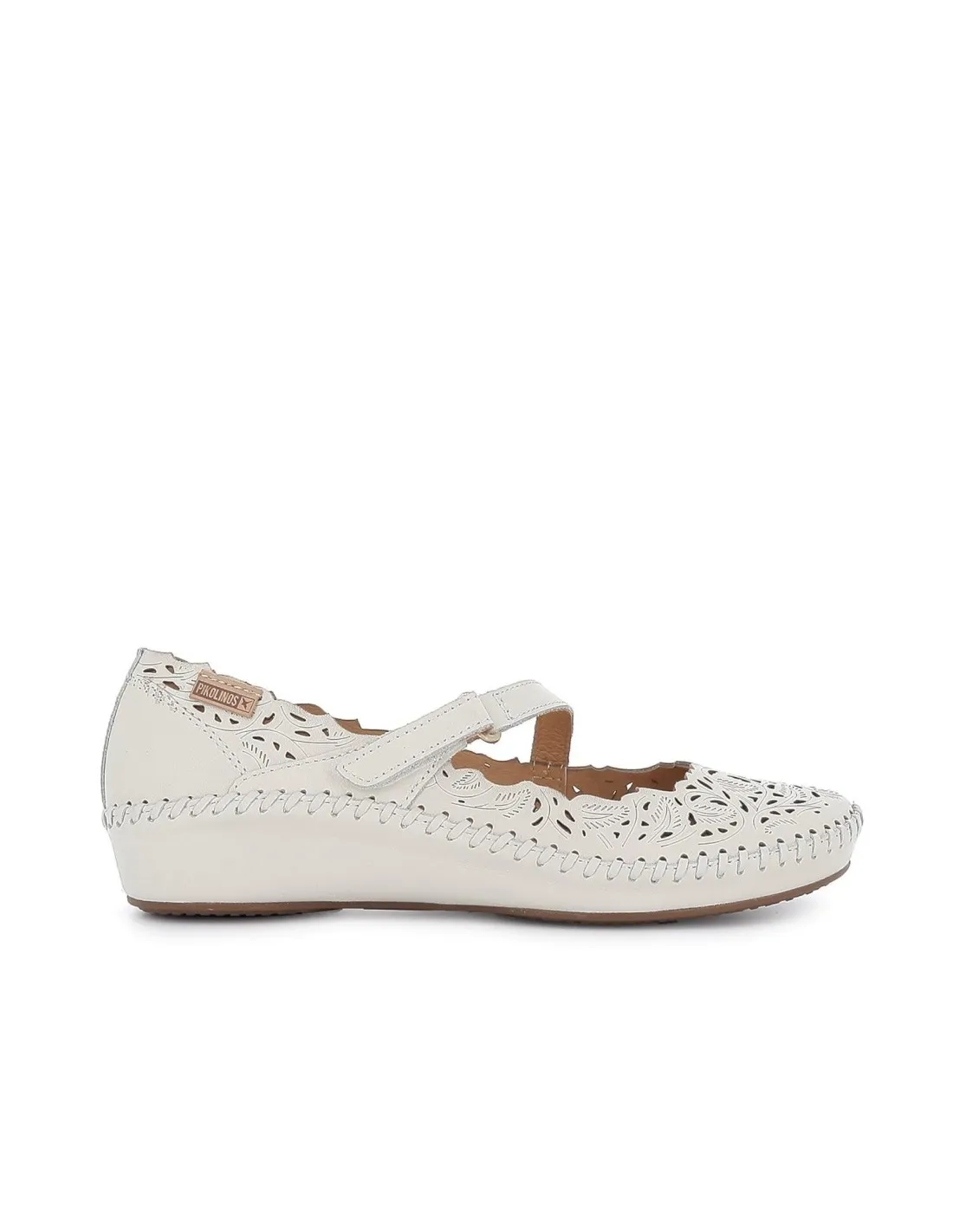 Merceditas de piel elegante calada para mujer brandy Pikolinos