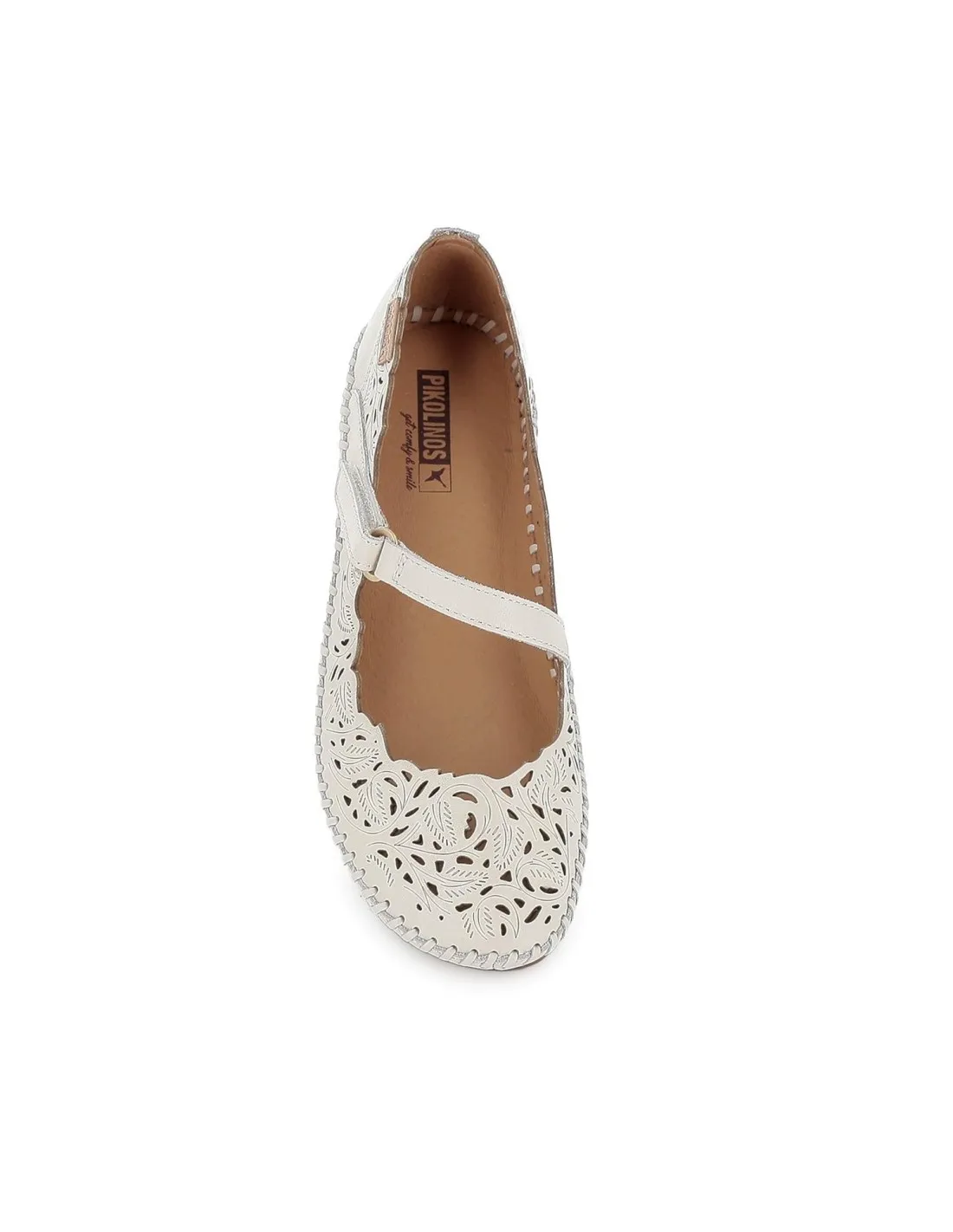 Merceditas de piel elegante calada para mujer brandy Pikolinos