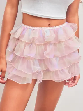 Minifalda con capas de tiro bajo sólido