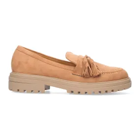 Mocasines planos suela track para mujer color camel CH-2482