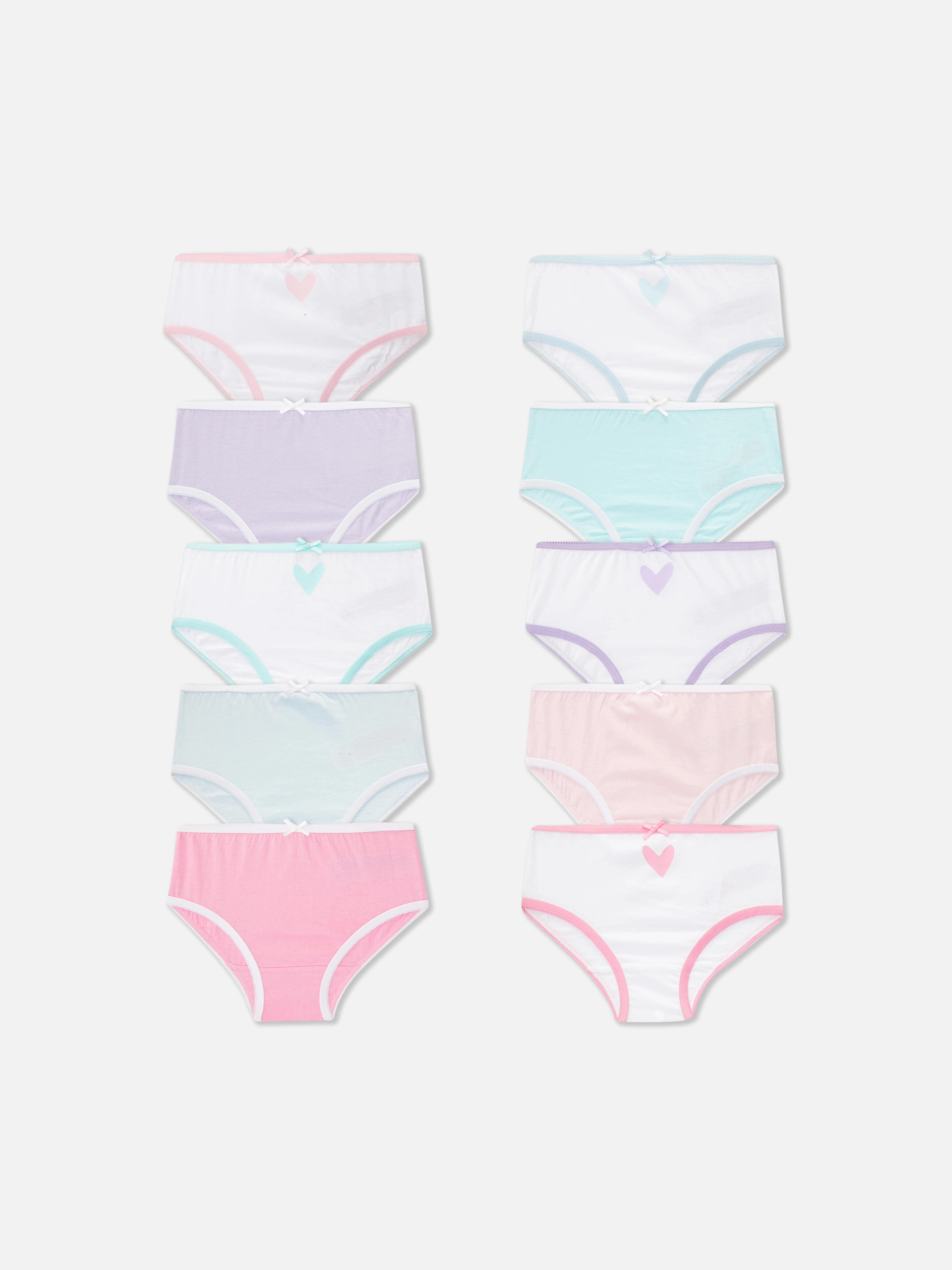 Pack de 10 braguitas con estampado de corazones