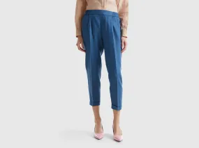 Pantalón cropped de 100% lino