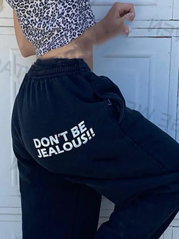 Pantalones de chándal holgados con estampado de letras vintage