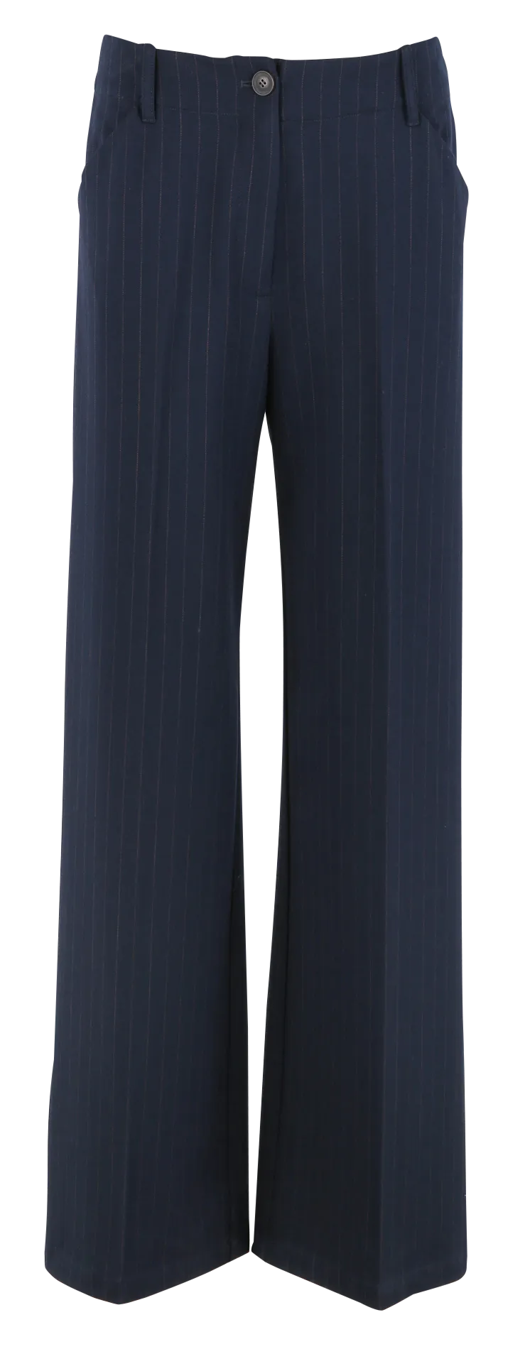 Pantalón ancho de talle alto a rayas en azul