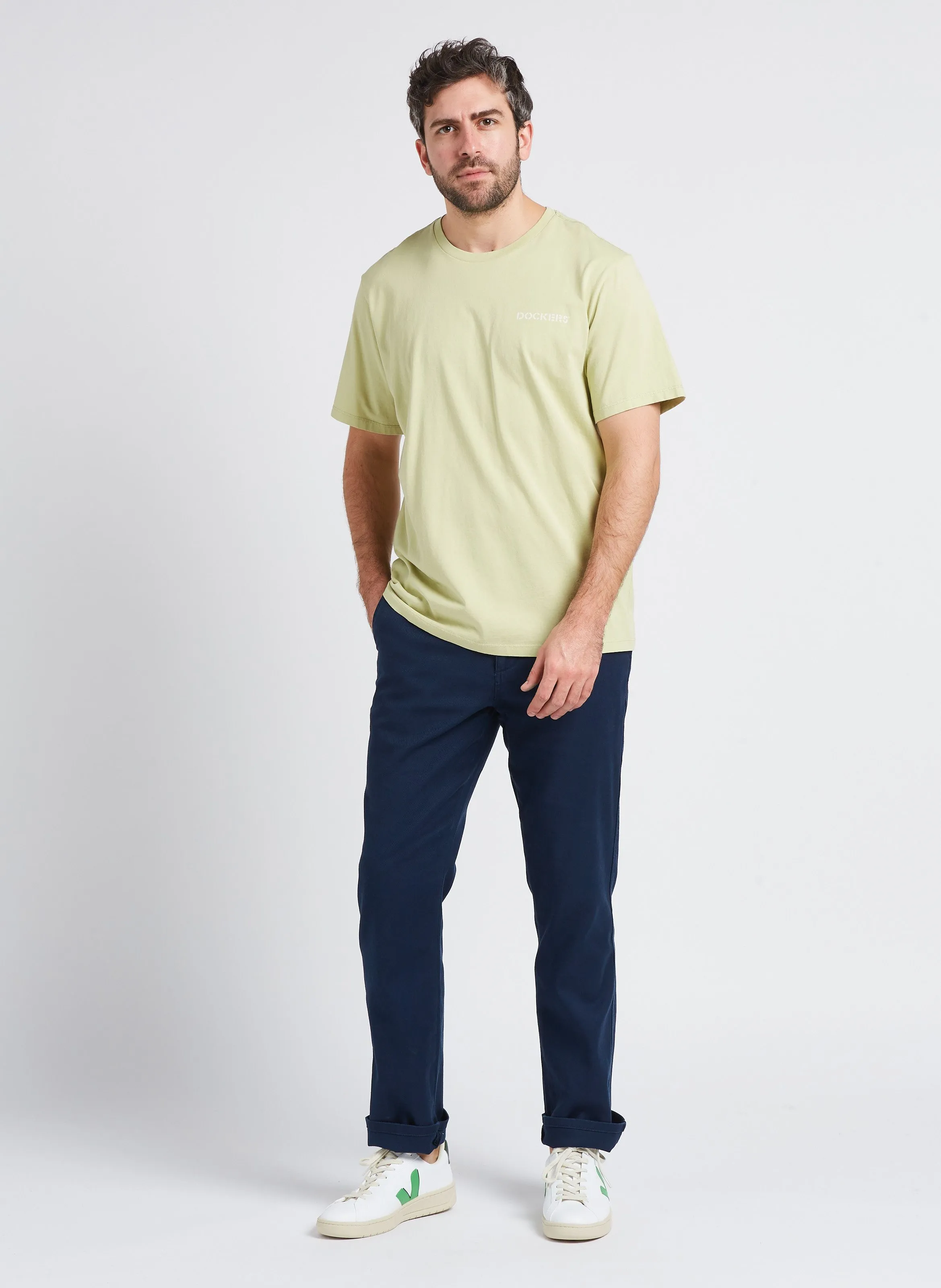 Pantalón chino slim fit de mezcla de algodón en azul
