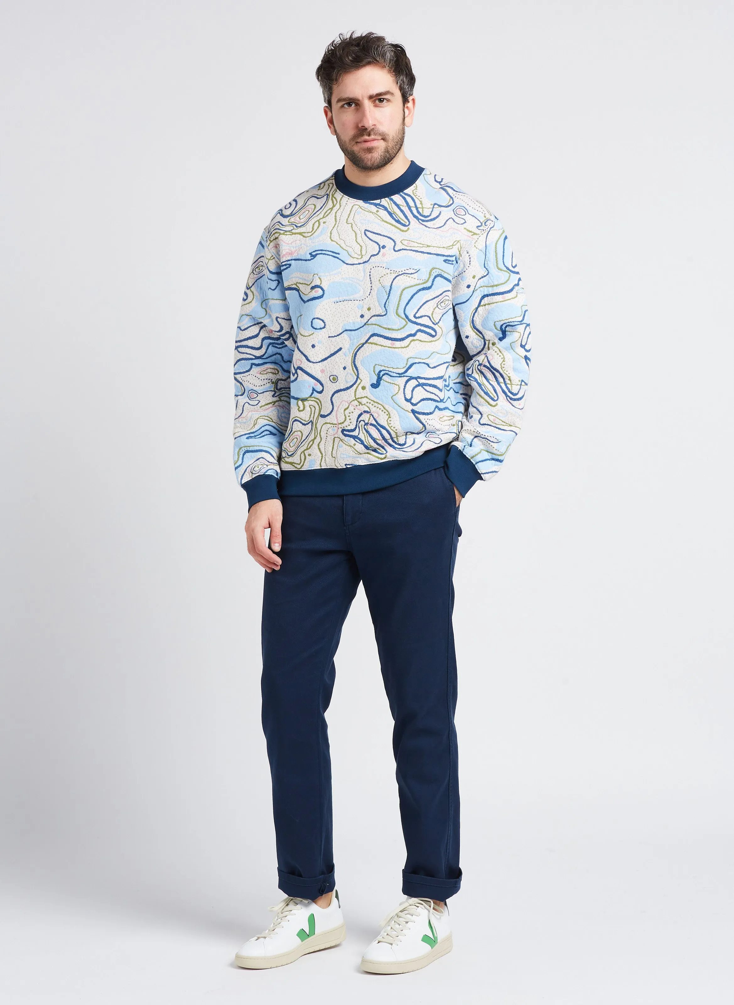 Pantalón chino slim fit de mezcla de algodón en azul