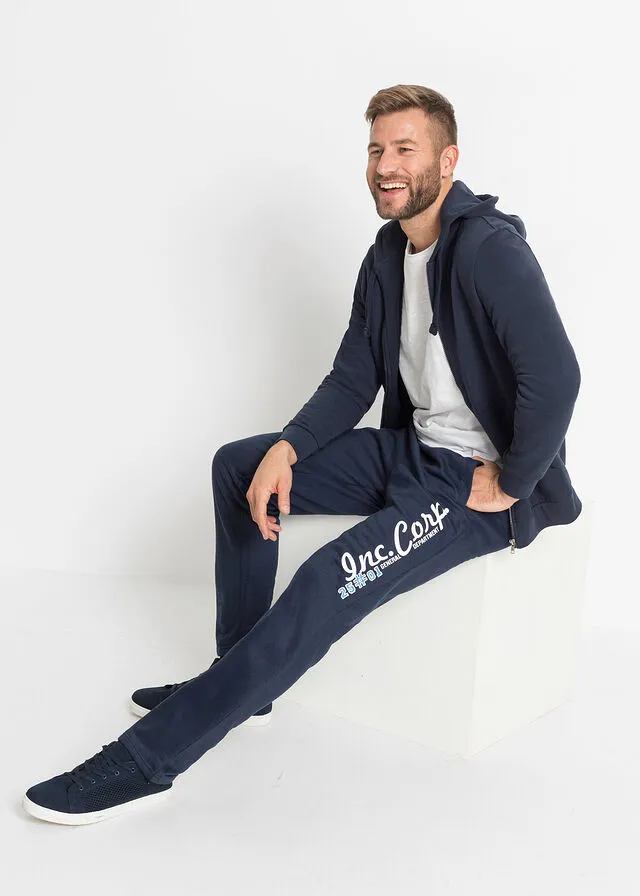 Pantalón de chándal con estampado y aplicación Azul marino estampado