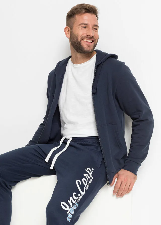 Pantalón de chándal con estampado y aplicación Azul marino estampado