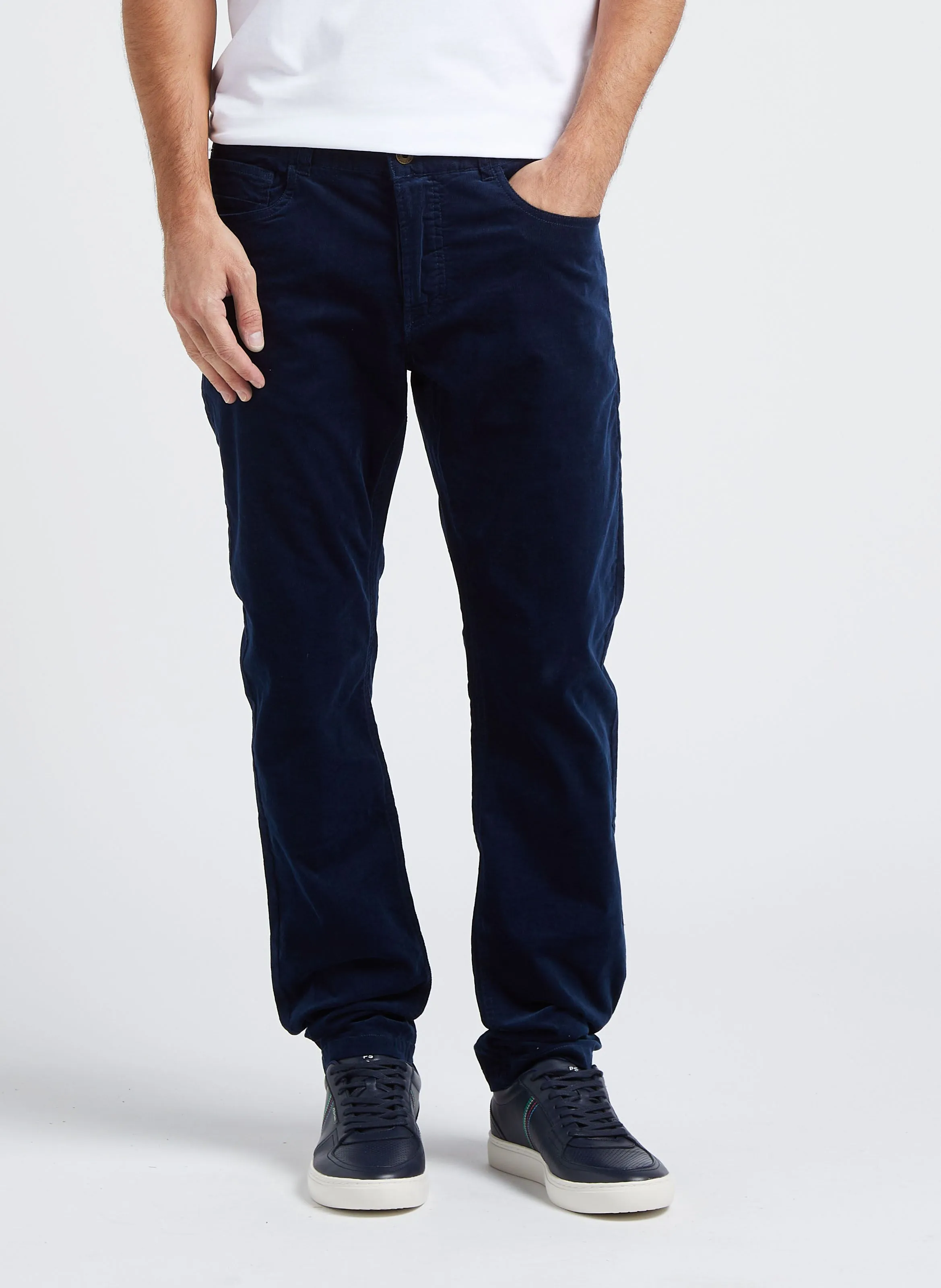 Pantalón slim fit de pana de algodón en azul