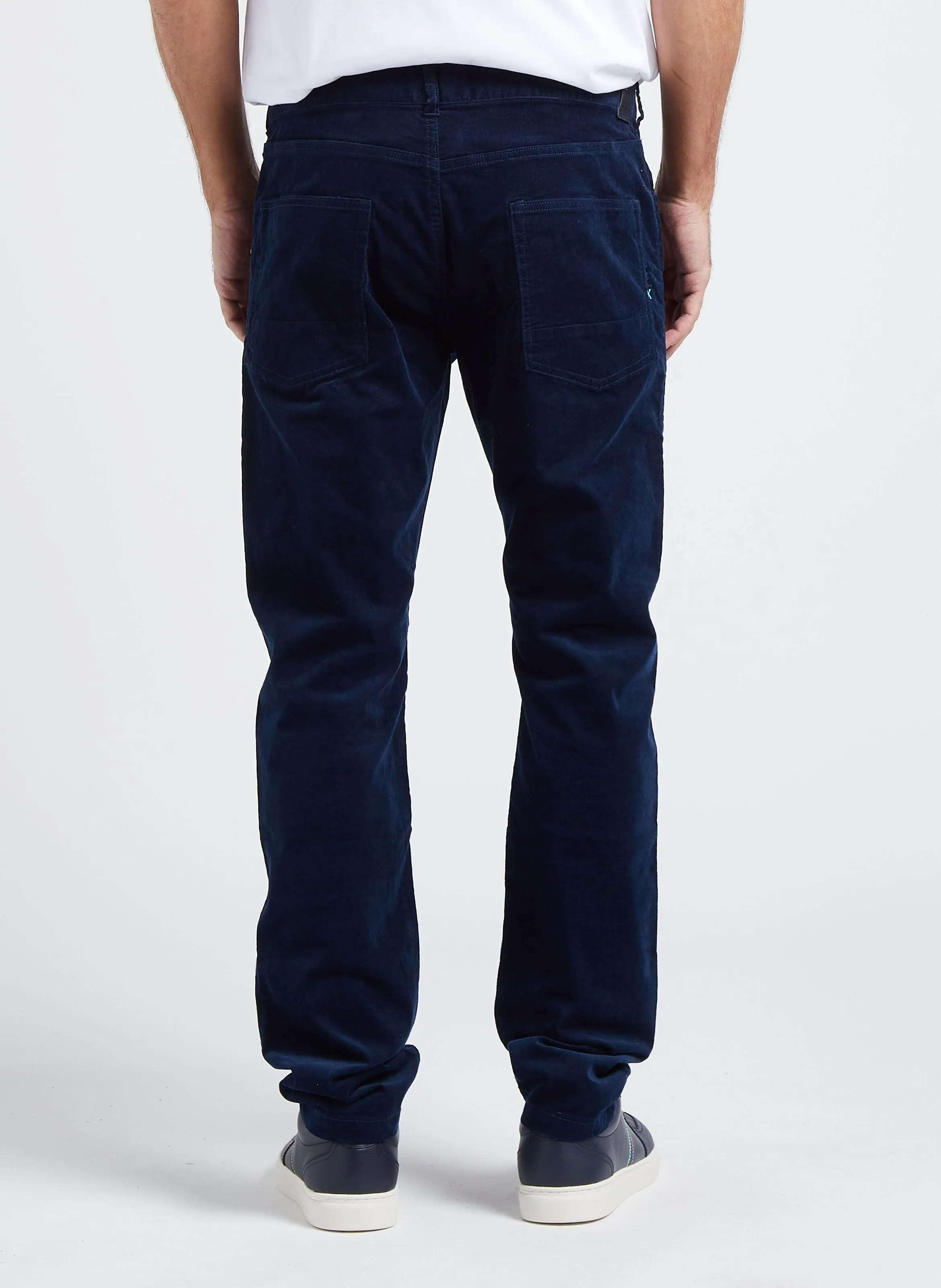 Pantalón slim fit de pana de algodón en azul