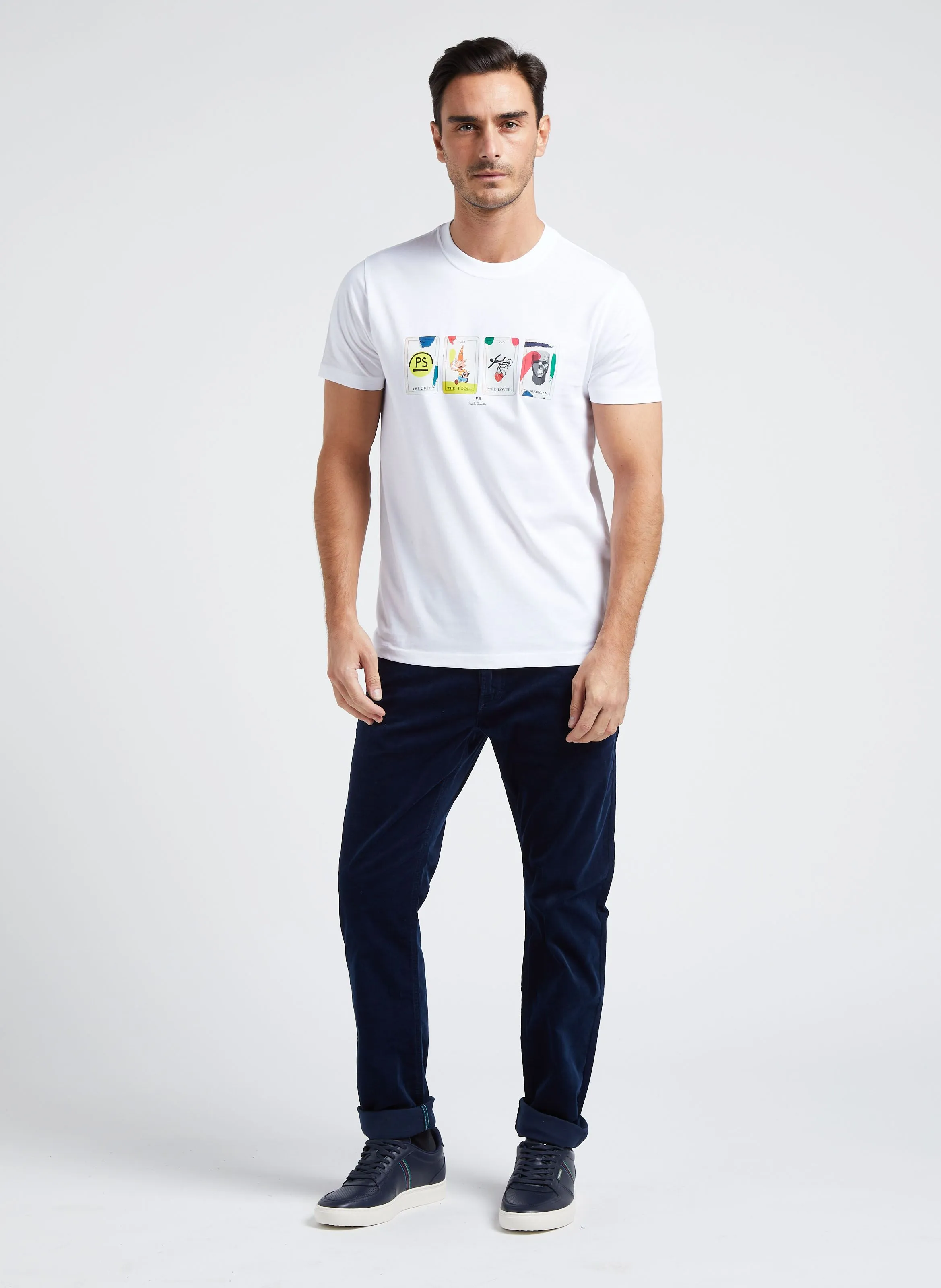 Pantalón slim fit de pana de algodón en azul