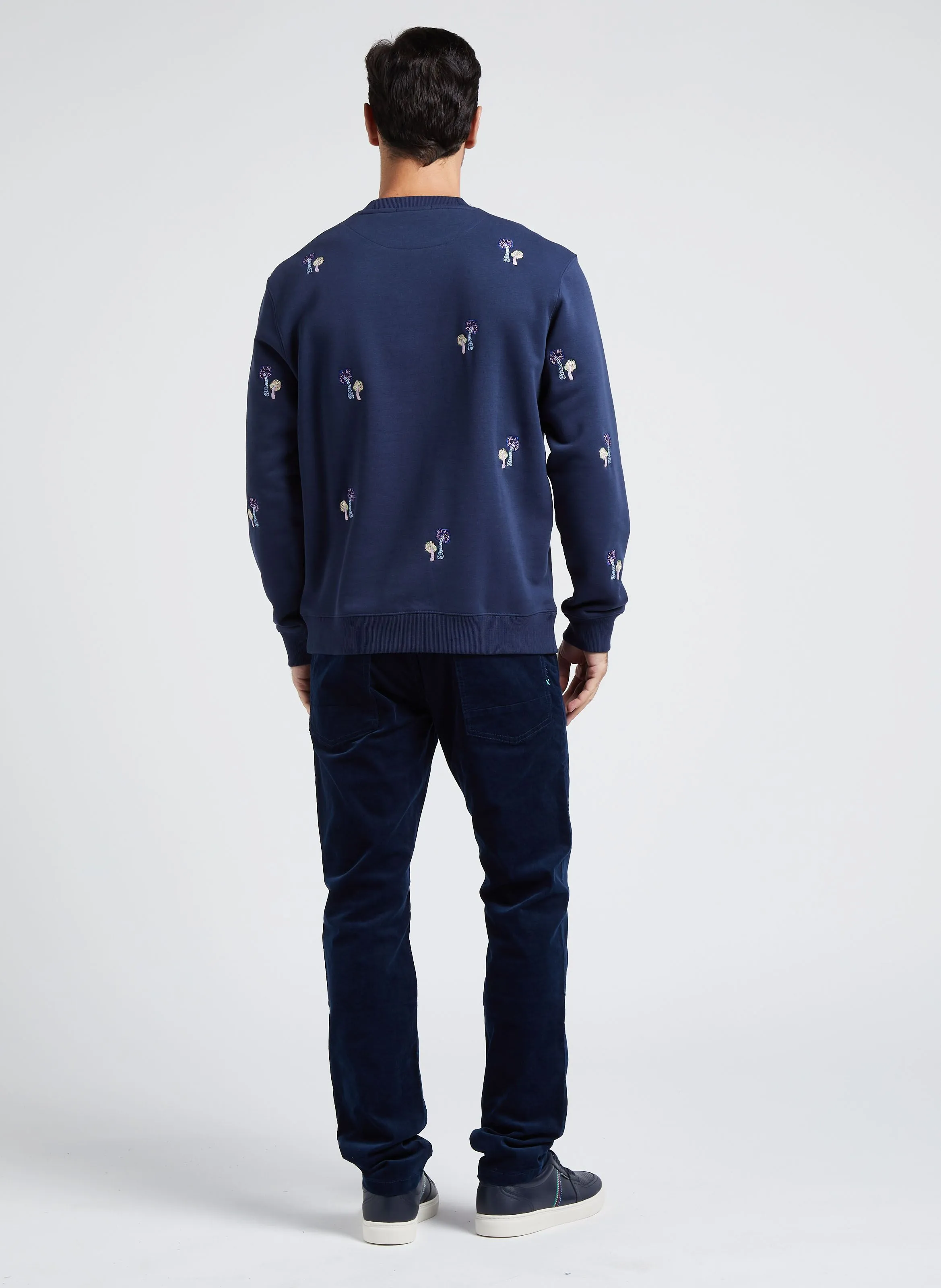 Pantalón slim fit de pana de algodón en azul