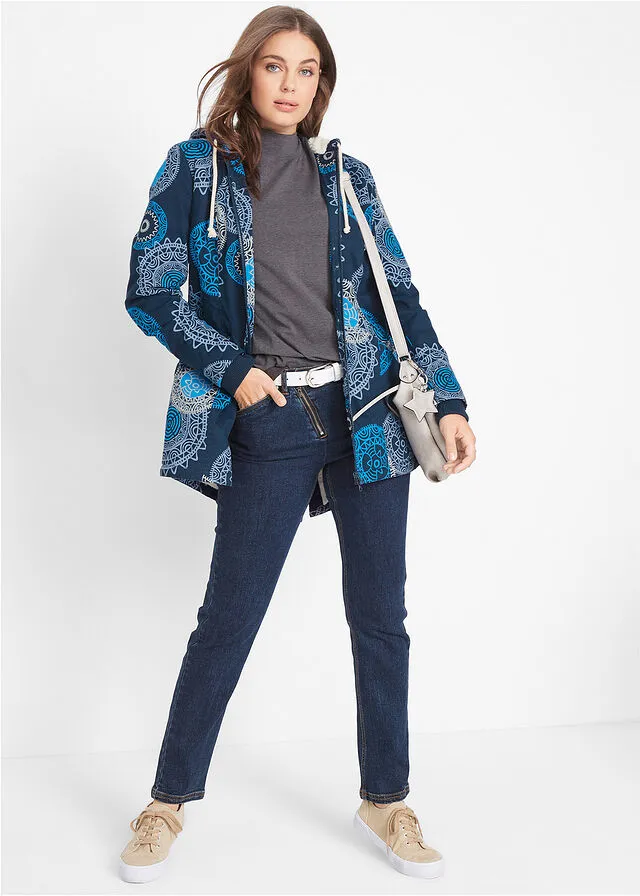 Parka de algodón estampada con capucha Azul oscuro estampado