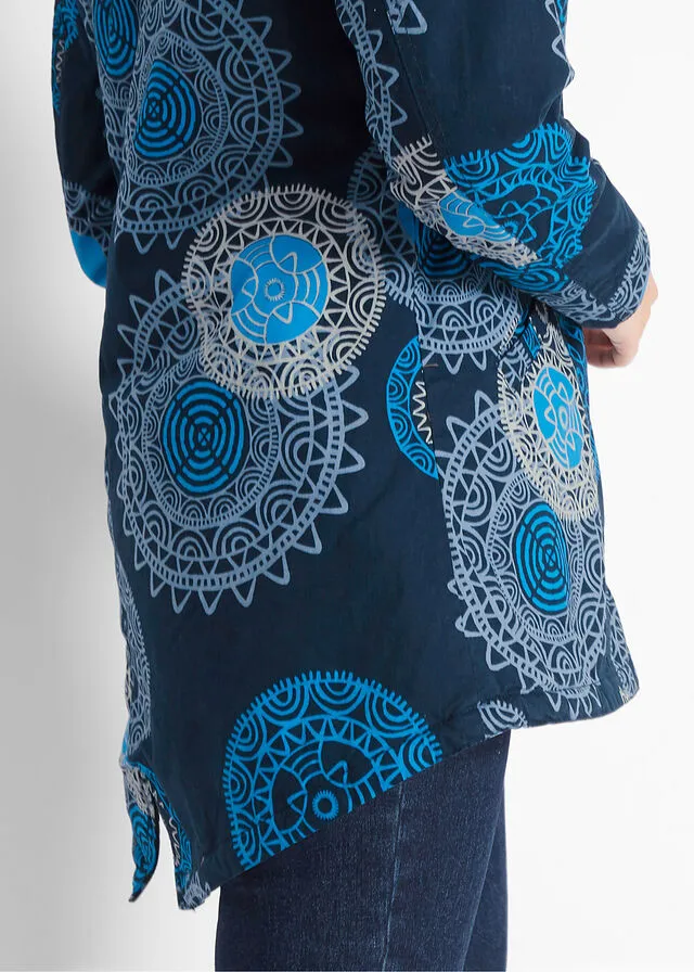 Parka de algodón estampada con capucha Azul oscuro estampado