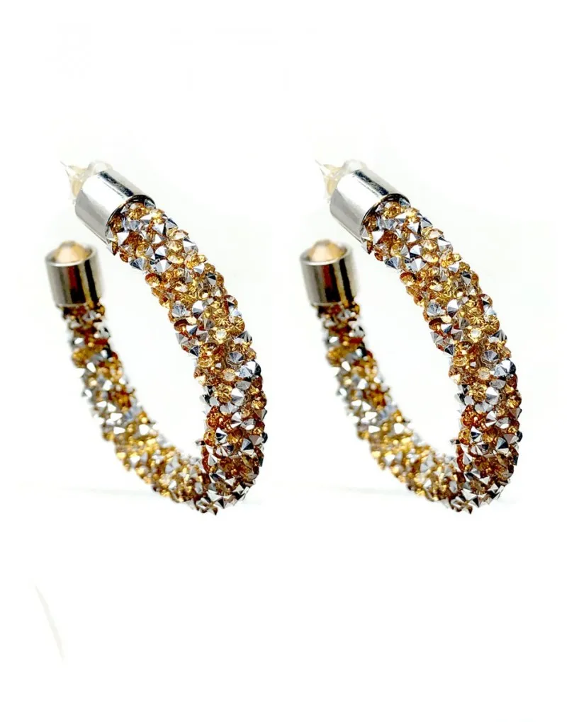 PENDIENTES BISUTERIA ARO DORADO DE CRISTALES