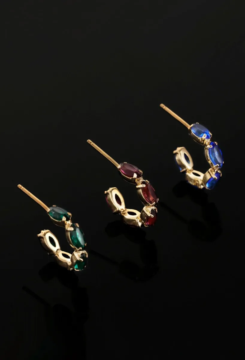 PENDIENTES PLATA CHAPADA PIEDRAS CON PIEDRAS COLOR RUBí 273_A413611DT