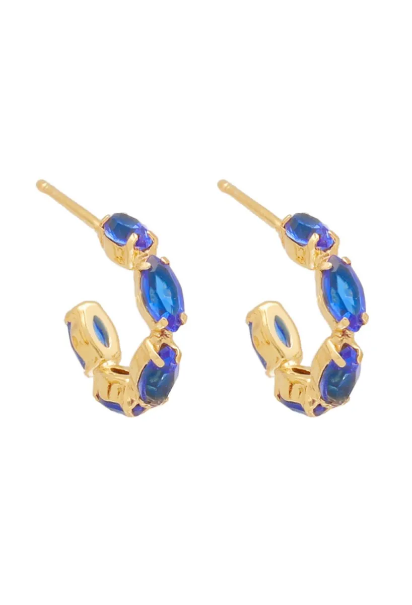 PENDIENTES PLATA CHAPADA SEMICIRCULARES CON PIEDRAS AZULES 273_A413608DT