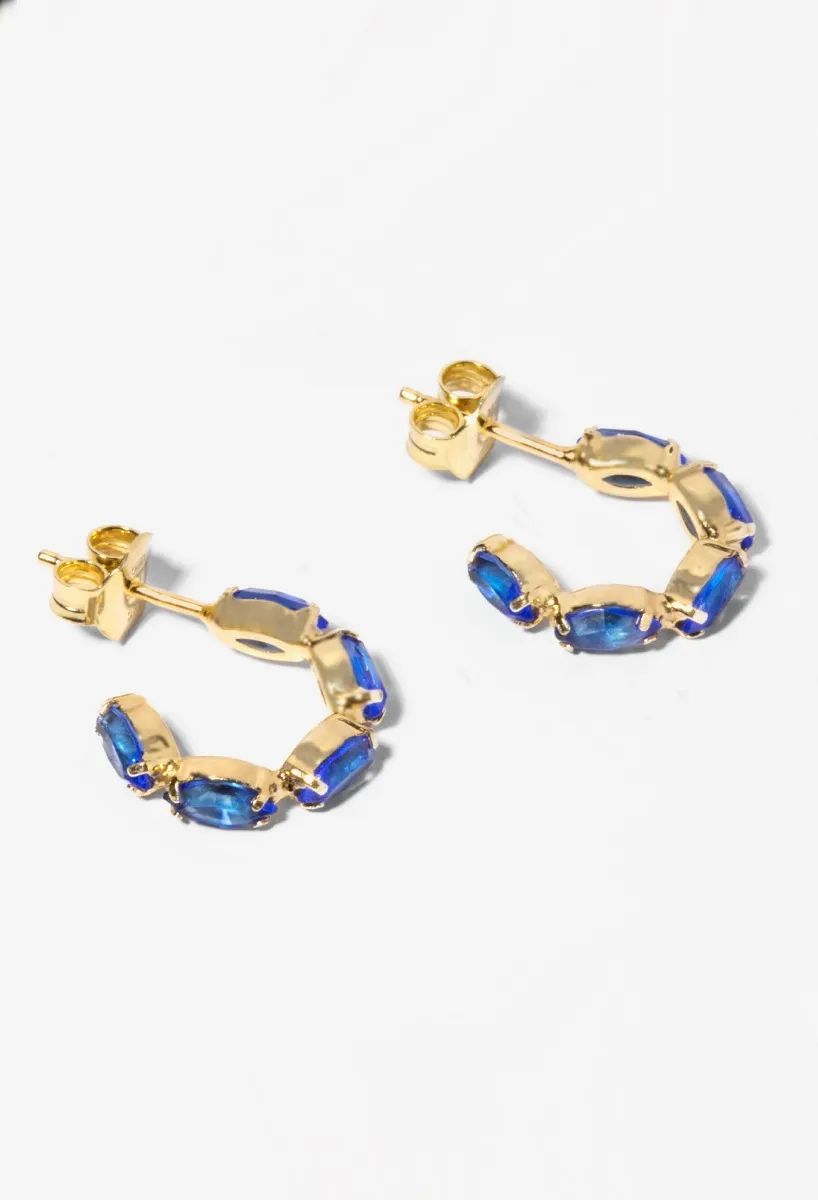 PENDIENTES PLATA CHAPADA SEMICIRCULARES CON PIEDRAS AZULES 273_A413608DT