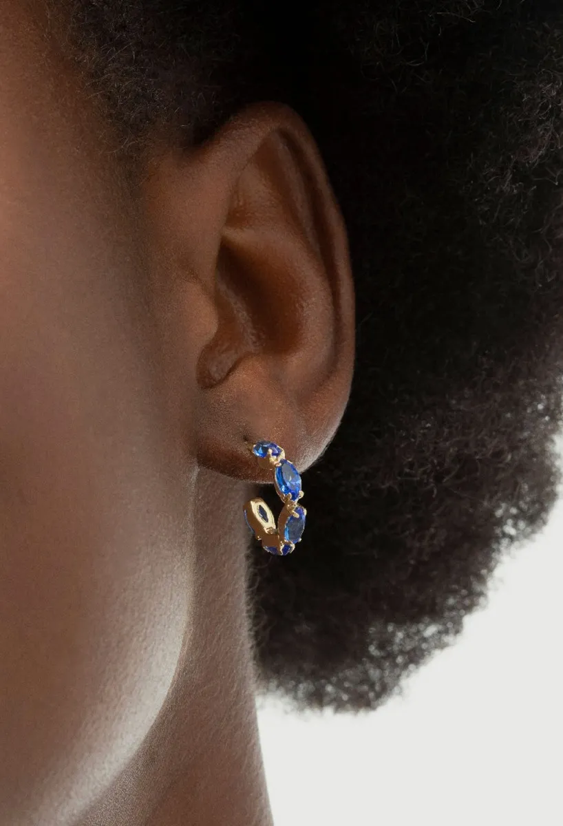 PENDIENTES PLATA CHAPADA SEMICIRCULARES CON PIEDRAS AZULES 273_A413608DT