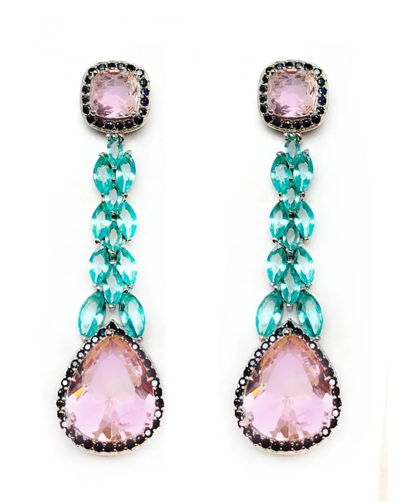 PENDIENTES PLATA LARGOS DE PIEDRAS Y CRISTALES MUJER JOYAS MADRID Y ONLINE