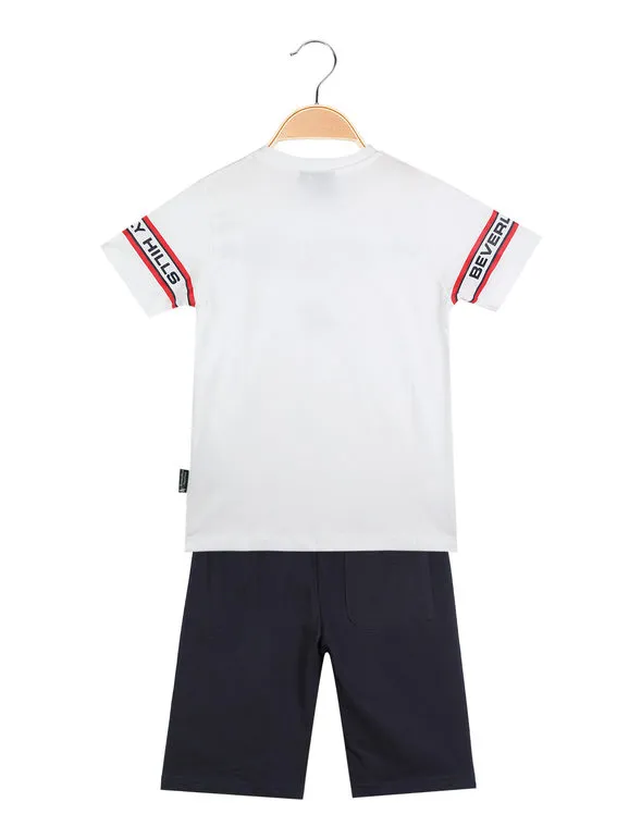 Polo Club Conjunto camiseta corta + bermudas de algodón para niño