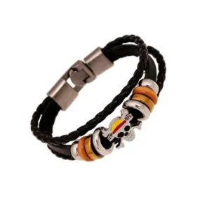 Pulsera de piel sintética trenzada en capas para hombre