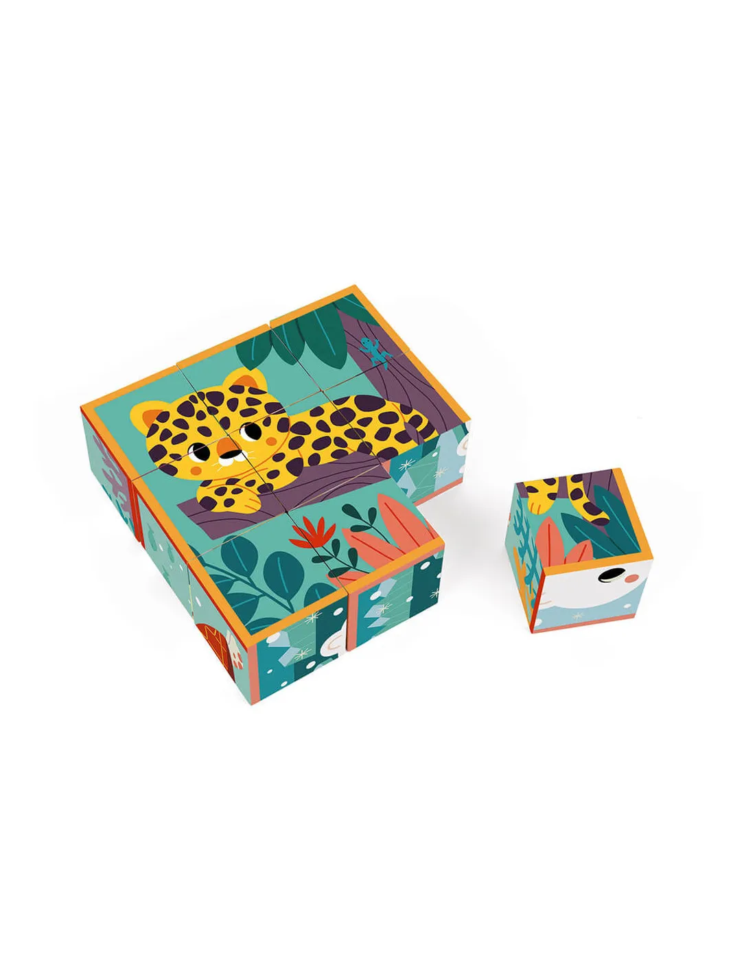 Puzle cubo de cartón Animales de Janod