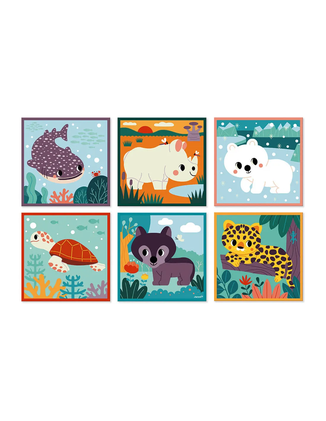 Puzle cubo de cartón Animales de Janod