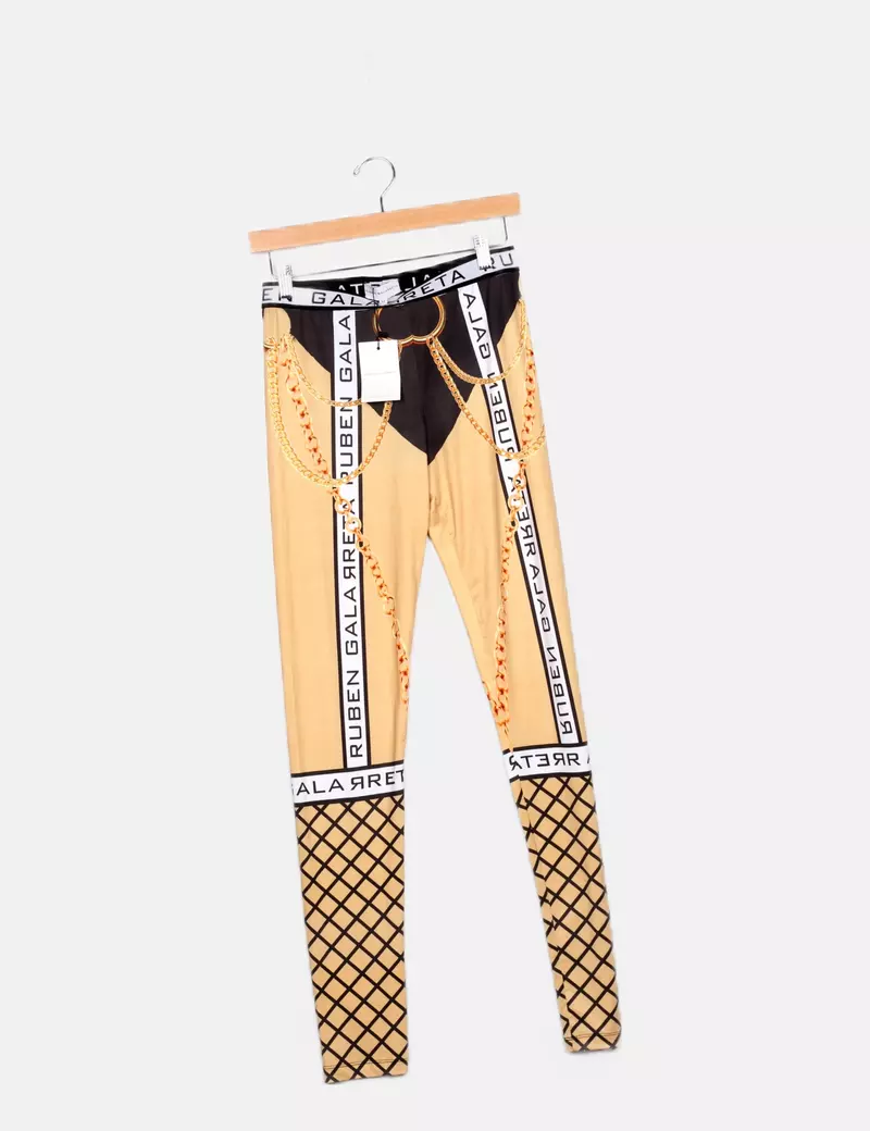 Ruben Galarreta Legging amarillo estampado cadenas