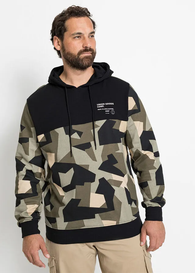 Sudadera con capucha de poliéster reciclado Negro estampado
