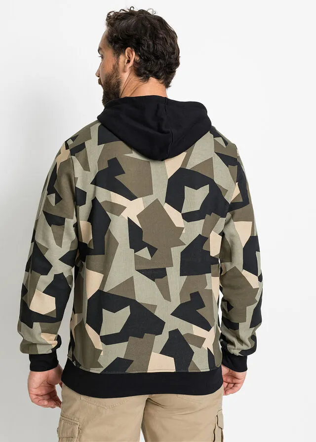 Sudadera con capucha de poliéster reciclado Negro estampado