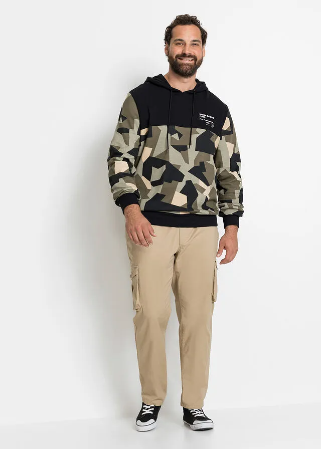 Sudadera con capucha de poliéster reciclado Negro estampado